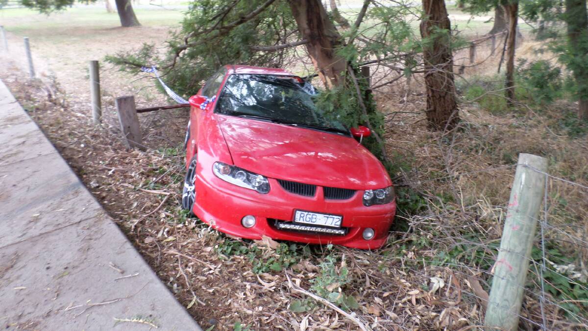 SPEAK UP: Police are seeking information about this SS Holden Commodore after it was stolen and crashed into a tree at Terang on the weekend.     