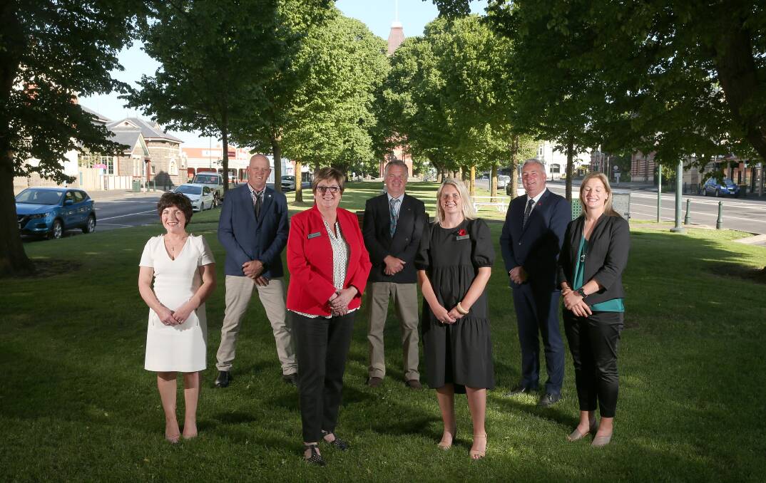 OPINION SOUGHT: Corangamite Shire Council councillors Geraldine Conheady, Jamie Vogels, mayor Ruth Gstrein, Nick Cole, Jo Beard, Laurie Hickey and Kate Makin. 