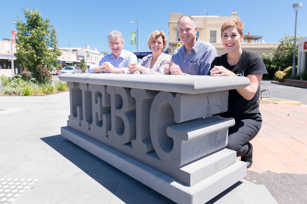 WOW: Warrnambool City Council mayor Robert Anderson, Bamstone's Cheryl and Michael Steel and Cr Sue Cassidy at the corner of Liebig Street and Raglan Parade.