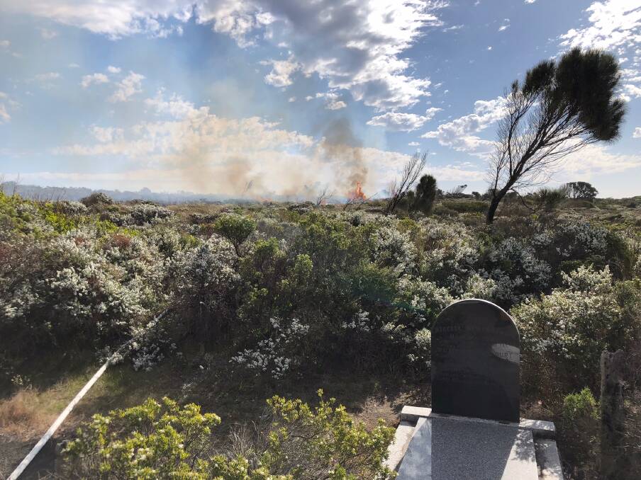 A photo of the fire near Port Campbell. 