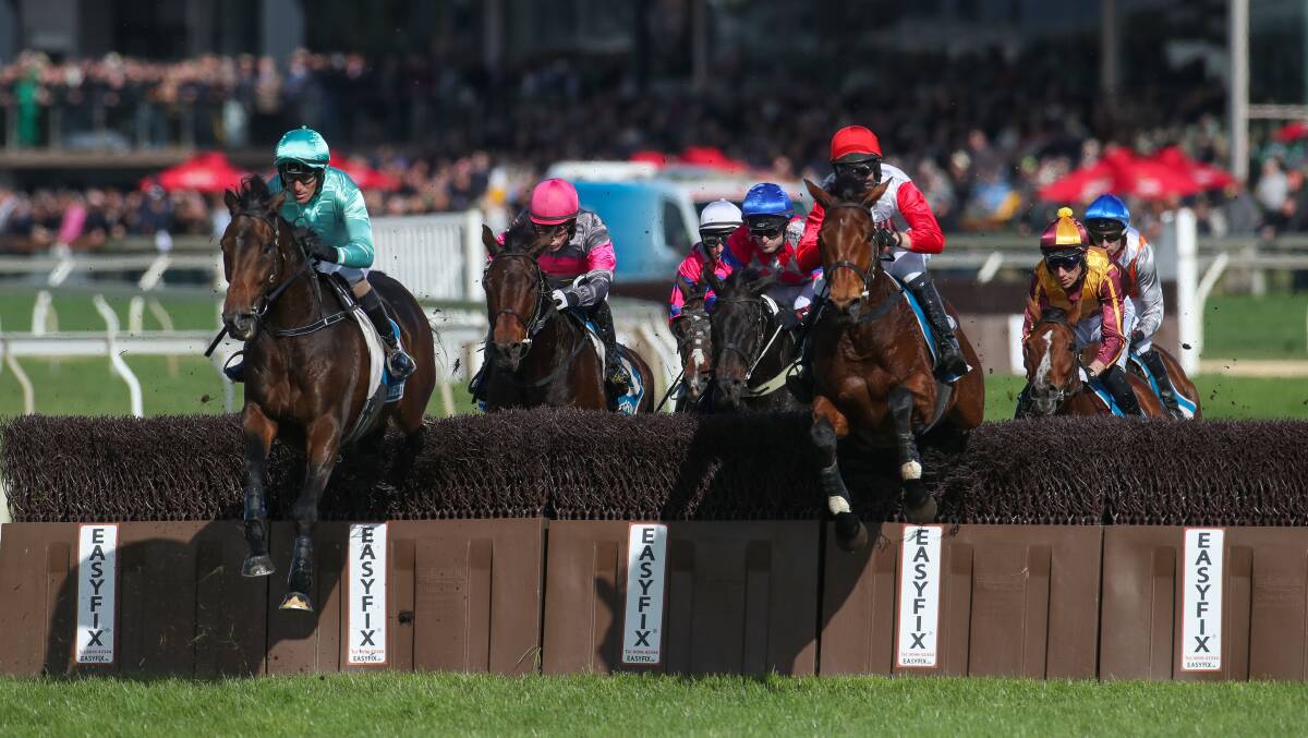 UP AND OVER: Horses jump at the 2022 May Racing Carnival. Warrnambool Racing Club is backing jumps racing in South Australia. 