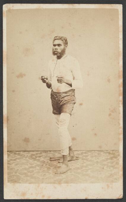 LEGEND: Pompey Austin photographed in a boxing pose in 1868. Photo: J. Harvey. State Library of Victoria collection. 