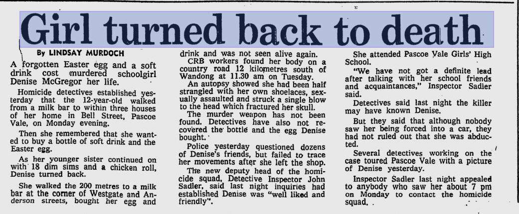 An article from The Age after Denise's death.