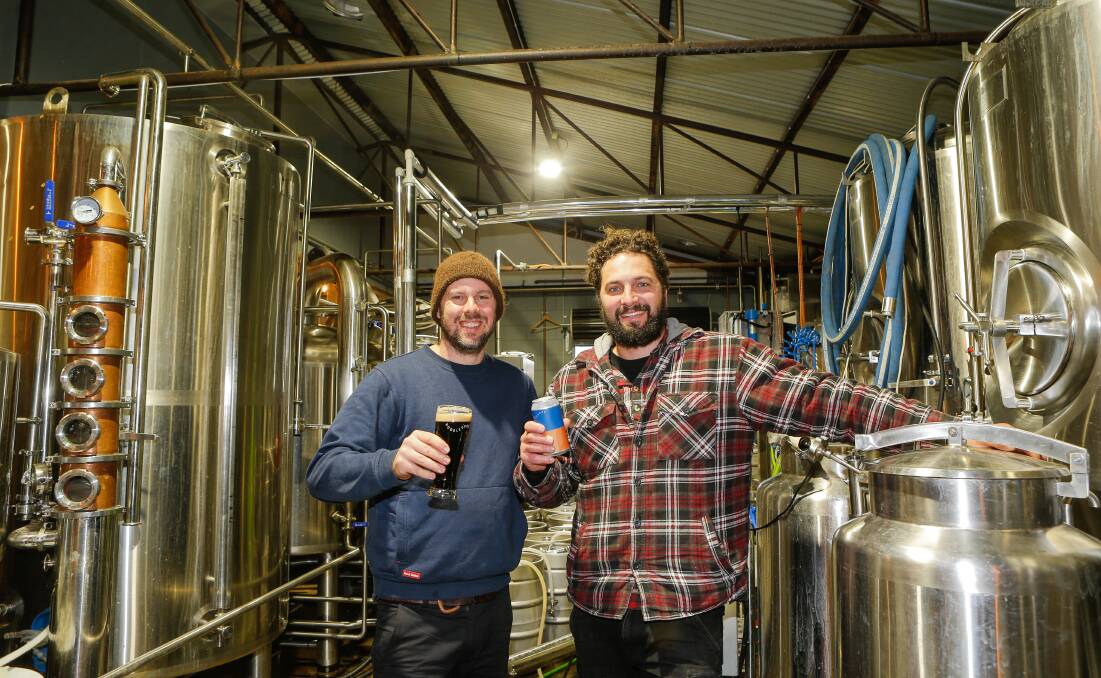 TOAST OF THE TOWN: Alex Carr and Sam Rudolph won a slew of medals, including a gold medal for stout, at the Australian International Beer Awards. Picture: Anthony Brady