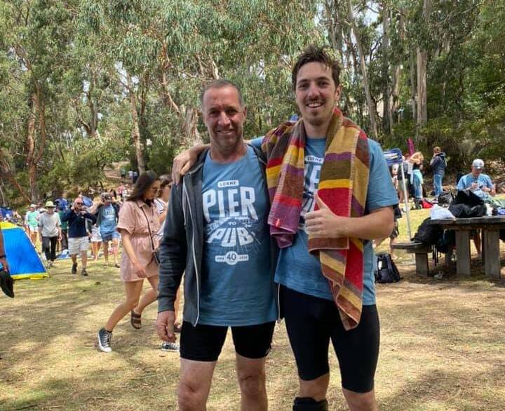 RIDING FOR A CAUSE: Former Portland man Harrison Sealey, right, with his father Graham, who recently suffered a stroke. Picture: Supplied
