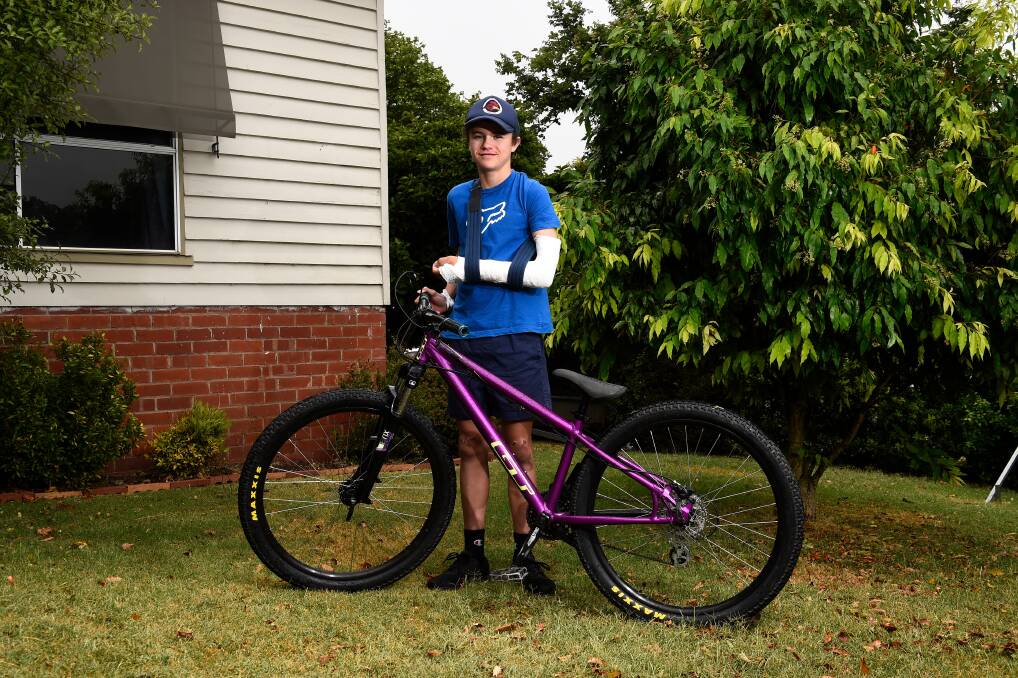 Lincoln Smith with his pride and joy - a $600 BMX - which was handed into the Warrnambool police station last week. Picture by Adam Trafford