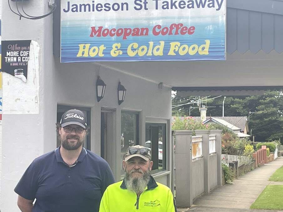 Jamieson Street Takeaway owner Craig Longmore and Richard Fitzgerald. Picture by Monique Patterson