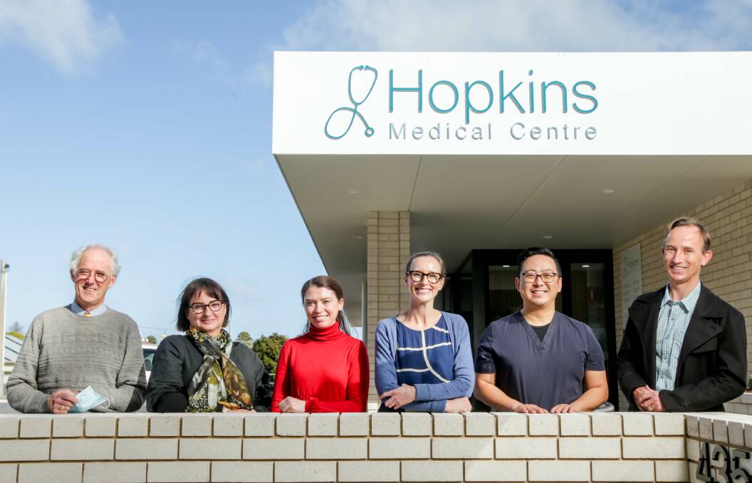 NEW HOME: Hopkins Medical Centre staff John Manderson, Lynne Husson, Andree O'Connor, Elizabeth Hingston, Alister Robson and David Shen at the clinic's new Raglan Parade site. Picture: Chris Doheny