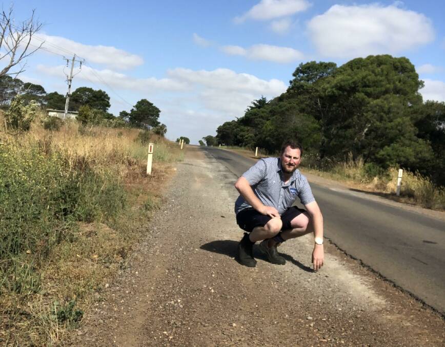 Hawkesdale's Tom Noonan describes the Woolsthorpe-Heywood Road as a "goat track".