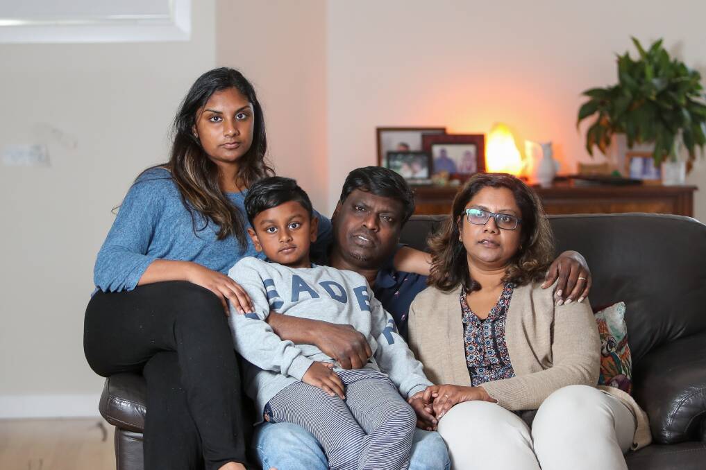 CONCERNED: Rajasegaran Manikam and Premawathy Belasupramaniam are concerned they may be forced to return to Singapore with their children Vanisre, 18, and Vela, 8. Picture: Morgan Hancock