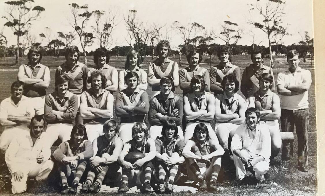 Greg Frost (middle row, third from the left) was a member of Tyrendarra's 1975 premiership side.