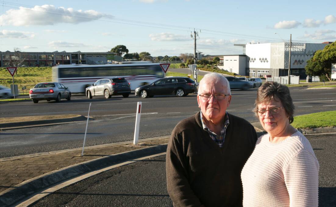 DANGEROUS: Glenda and Jim Grayson believe this is Warrnambool's worst intersection and have been calling for safety upgrades for years. Picture: Chris Doheny