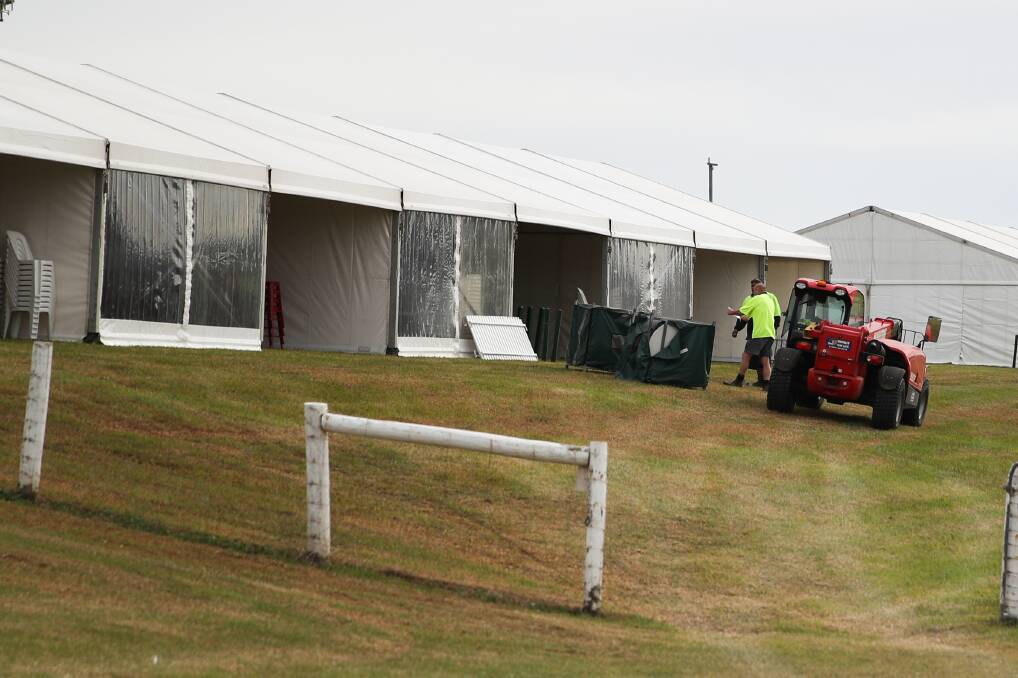 ALL SYSTEMS GO: The club's 'build crew' was busy ensuring marquees were set up ahead of next week's event. Picture: Morgan Hancock