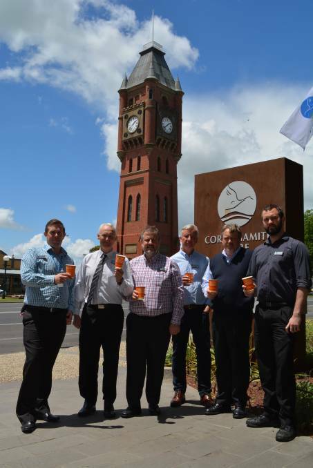 Taking a stand: Corangamite Shire staff members Rory Neeson, Greg Hayes, Matthew Dawson, Michael Emerson, Patrick Cannon and James Watson show their support for the campaign.