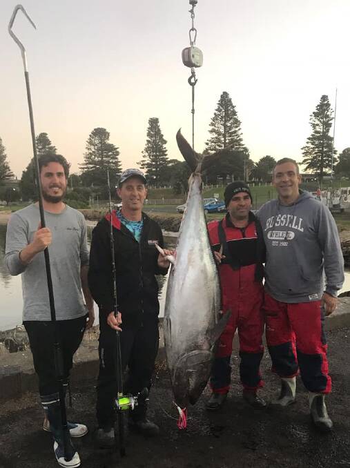 
STOKED: Klynton Krause, Darren Buttigieg, Andrew Borg and Wayne Attard celebrate the catch of a lifetime. Picture: Supplied