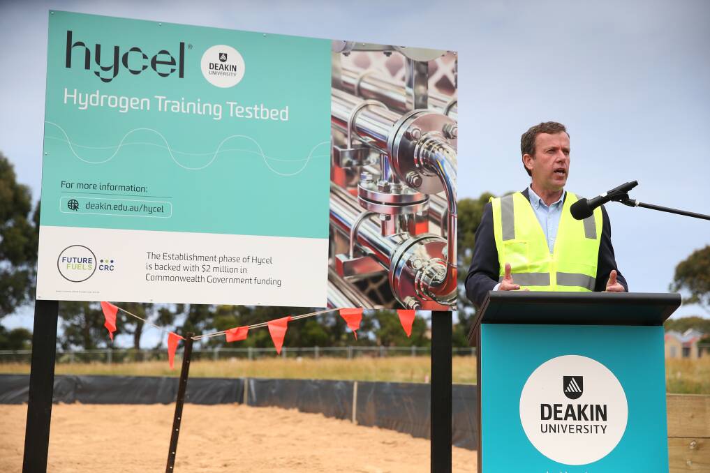 WIDE-RANGING BENEFITS: Education Minister Dan Tehan speaks about the project, which has received federal and state government funding, at Deakin University.