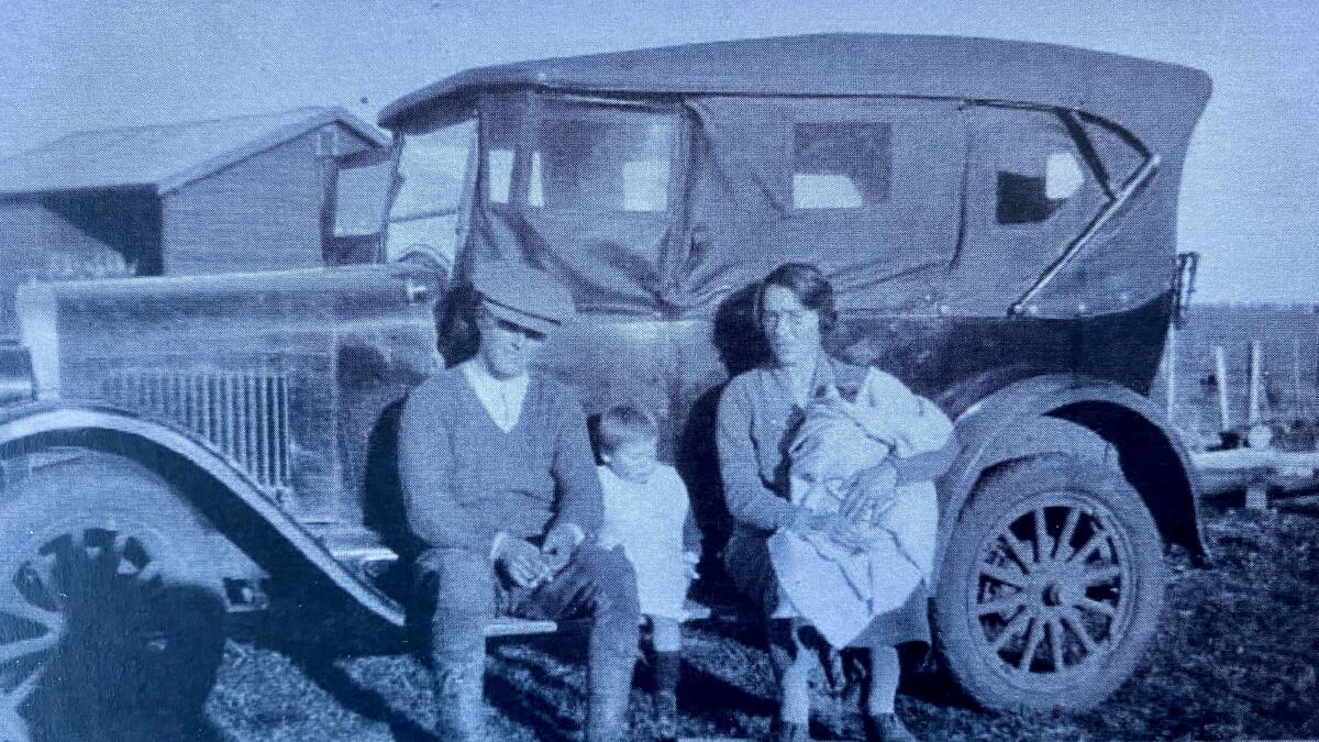 Driven: Alfred and Margery West with their children at the block. The inspector hated settlers bringing cars onto the land.