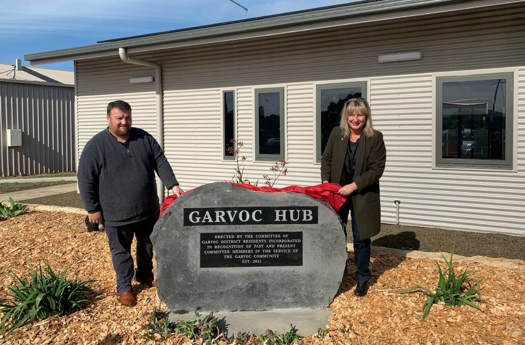 COMMUNITY HUB: Garvoc's Adam Bellman and MP Gayle Tierney at the newly built facility.