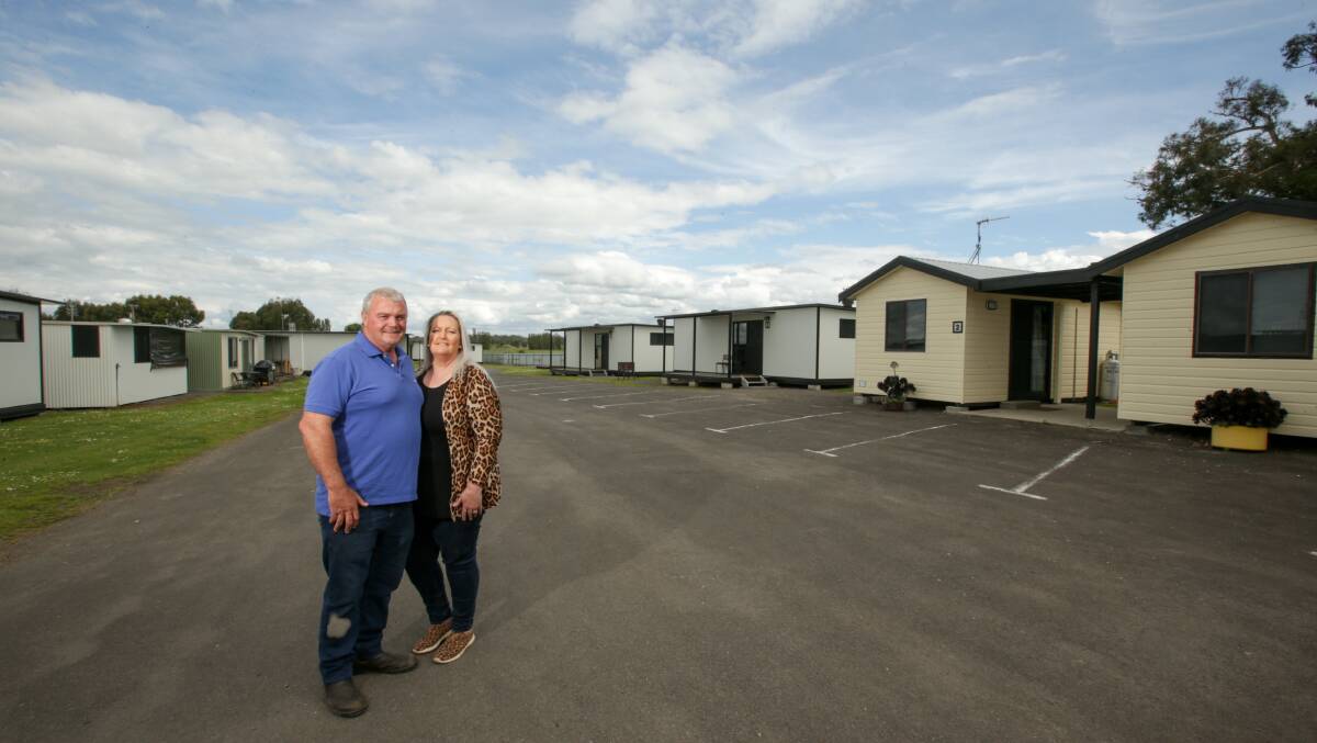 REVAMP: John and Marina Clements at the redevelopment Lake Purrumbete Caravan Park. Picture: Chris Doheny