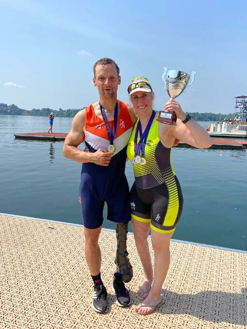 Kathryn Ross teamed with Dutchman Corne de Koning in the mixed double scull at the Italian-based international.