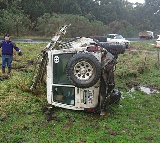 LUCKY ESCAPE: Shane Ayers was lucky to escape uninjured after he rolled his four-wheel-drive last year. Picture: Supplied