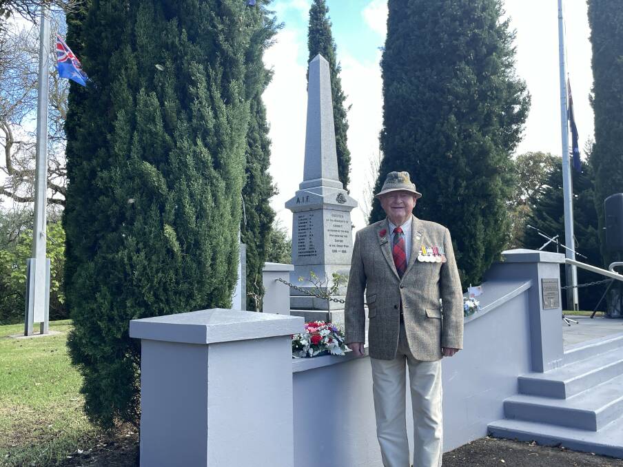 Alistair Allan is proud to have served his country. He flies the flags at half-mast each year to mark the Battle of Kapyong. Picture by Monique Patterson