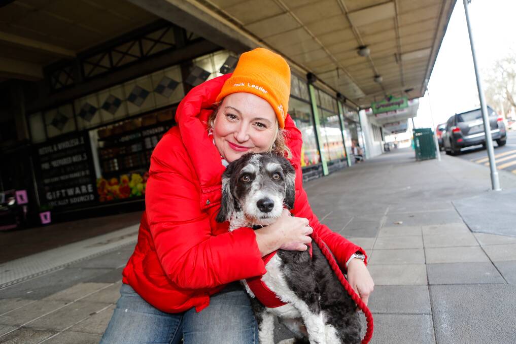 ALL RUGGED UP: Megan Bridger-Darling and Bracks will be walking every day in August to raise money for guide dogs. Picture: Anthony Brady