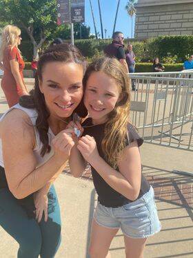 Kristy Sellars with her daughter Rylie in the US, where she performed on the show and placed second.