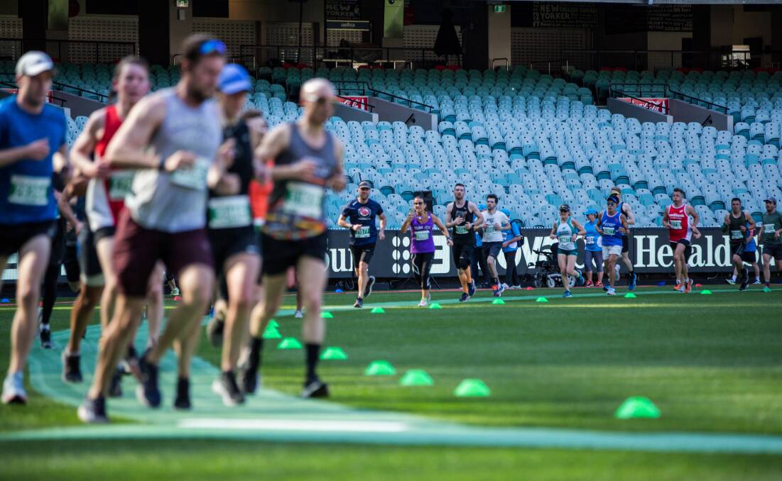 READY TO COMPETE: Runners are put through their paces in the annual Melbourne Marathon, which will be held on Sunday.