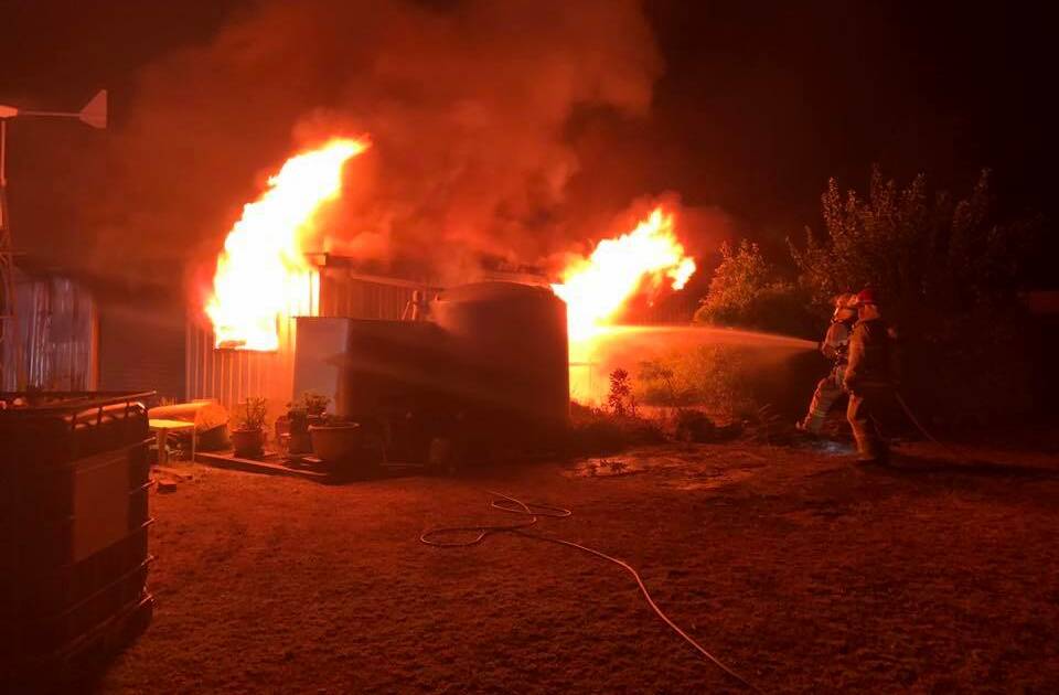 DESTROYED: A shed and all its contents were destroyed by fire on Monday morning. Picture: Hamilton Fire Brigade