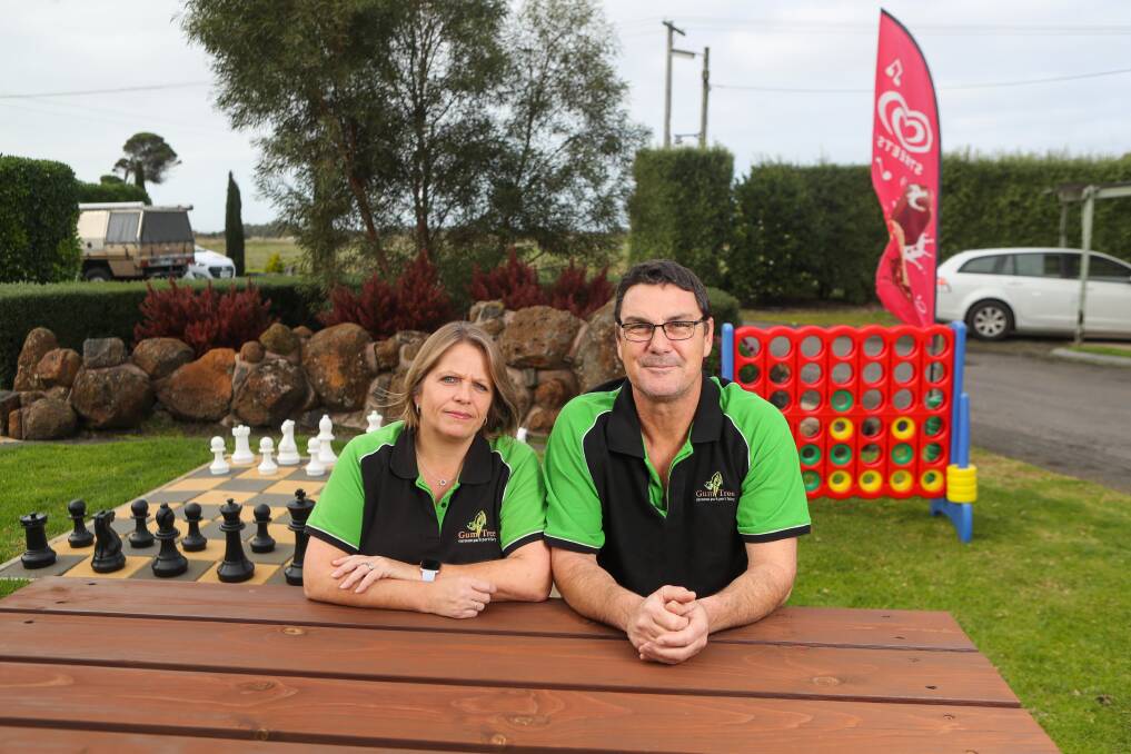 OPEN FOR BUSINESS: Gum Tree Caravan Park owners Viv and Peter McCallum hope for some last-minute bookings for the school holidays. Picture: Morgan Hancock
