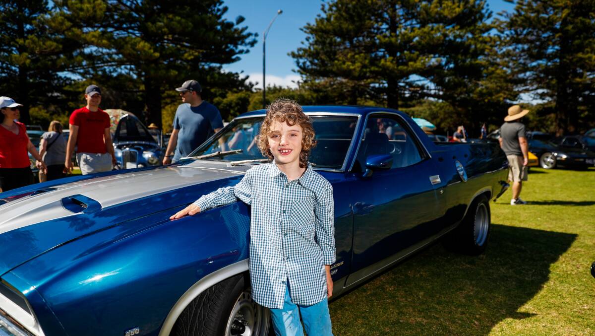 IMPRESSED: Louis O'Brien, 8, of Merrivale poses with a 1974 XB Ford. Picture: Morgan Hancock