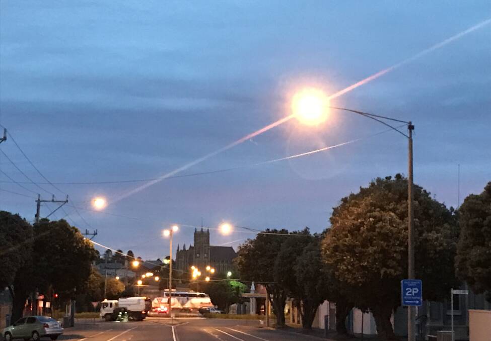 Mild ahead: Looking north in Warrnambool's Kepler Street at 7am. Today will be  warm and mild across the south-west.