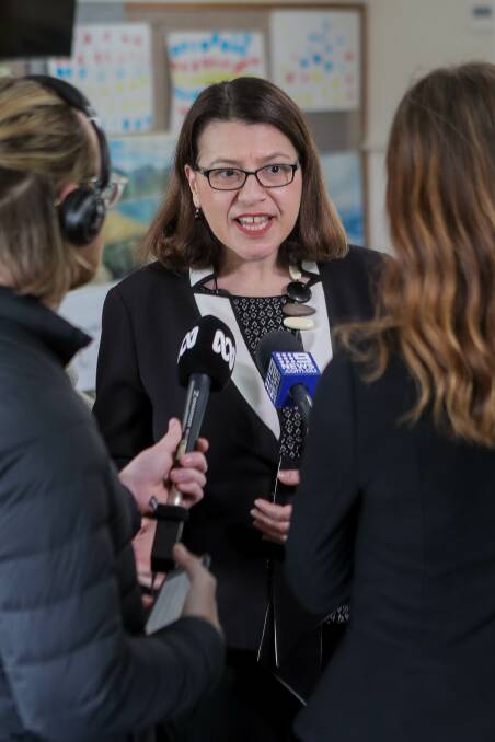 Unhappy: Minister for Early Childhood Education Jenny Mikakos was in Warrnambool on Wednesdday. Picture: Morgan Hancock
