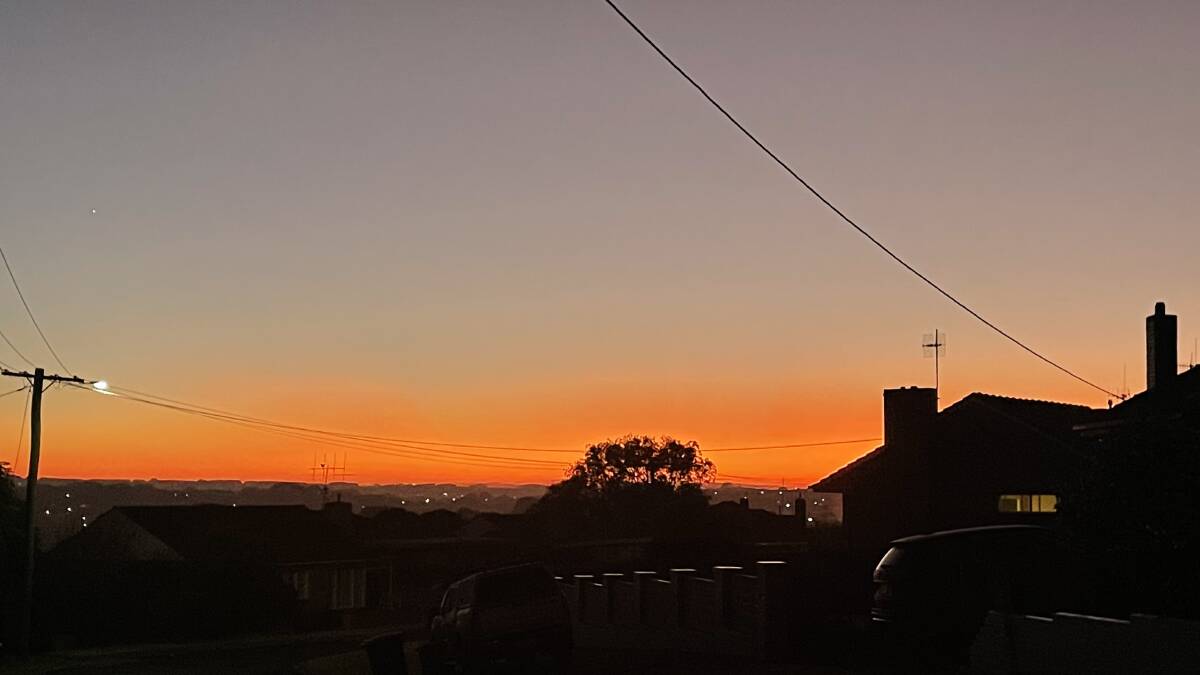 It was a very different skyline on Thursday morning looking east across north Warrnambool at 6.55am.