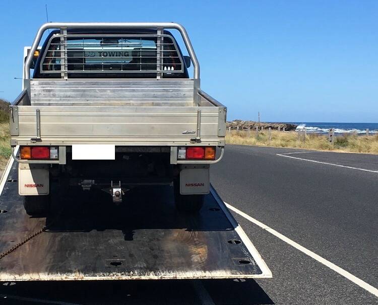 Loaded: A ute was impounded after a driver was caught with an alcohol reading of .13 at 11am on Wednesday near the Warrnambool breakwater.