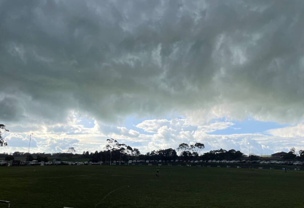 An intense storm cell crosses the Panmure ground at 3.20pm on Saturday. There was plenty of lightning but it was not closer than an estimated five kilometres and the game was not interupted.