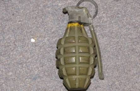 Explosive find: A grenade similar to the one found at a Drik Drik farm on Sunday morning. Bomb experts are on the way.
