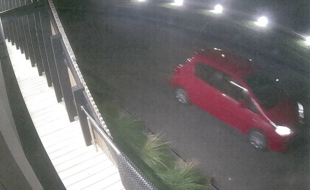 Wanted: The image of the red vehicle released by police. Anyone with information is requested to contact the Port Fairy police station.