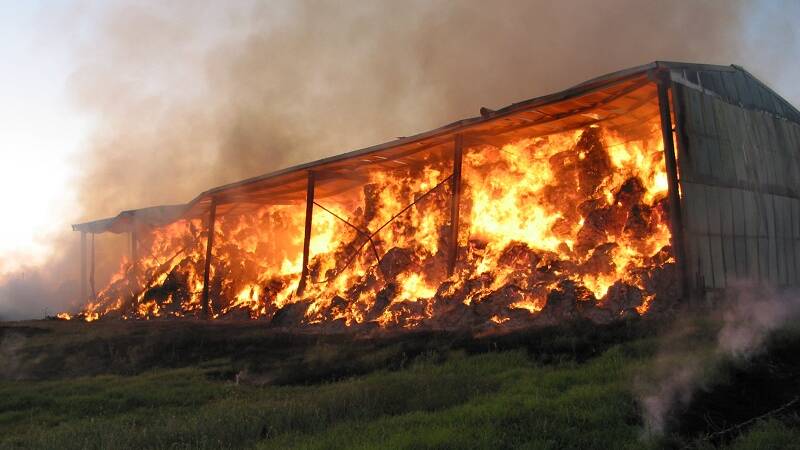 Double trouble: Police are looking into the cause of two fires in a Colac district hayshed. This is a file image.