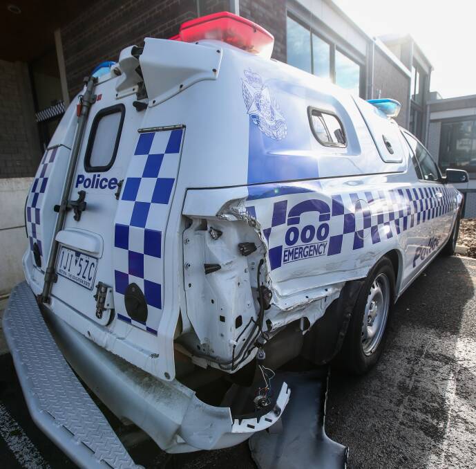 The wreckage after a divisional van was rammed in Warrnambool during mid 2017.