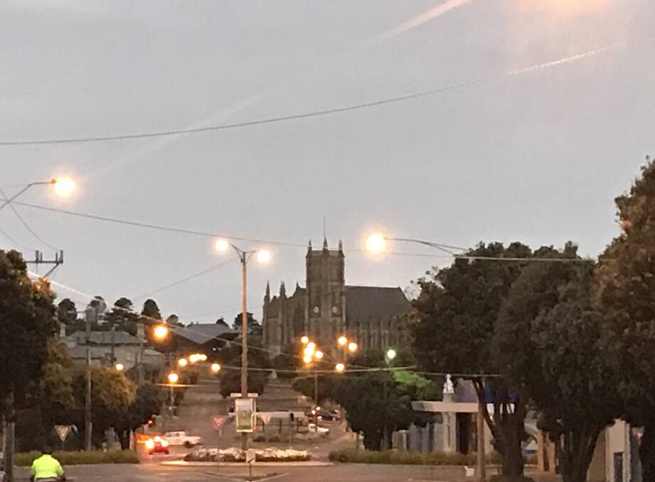 Another mild day ahead: Looking north up Warrnambool's Kepler Street at 7am. Warrnambool is expecting a top of 18 degrees.