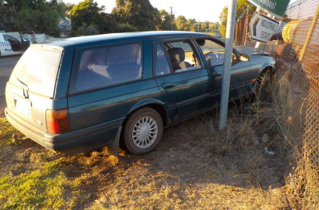 Trouble: The driver of this Ford Falcon station wagon will be charged with driving offences after recording an alcohol reading of .205.