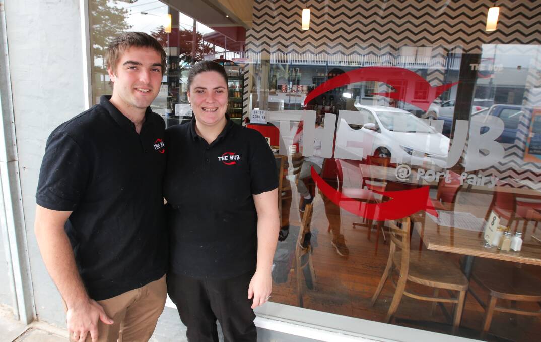 Welcome boost: The Hub cafe owners Dylan and Riley Nelson at their business.