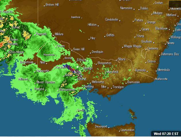 Wet, real wet: The Elders weather radar map at 7.45am
