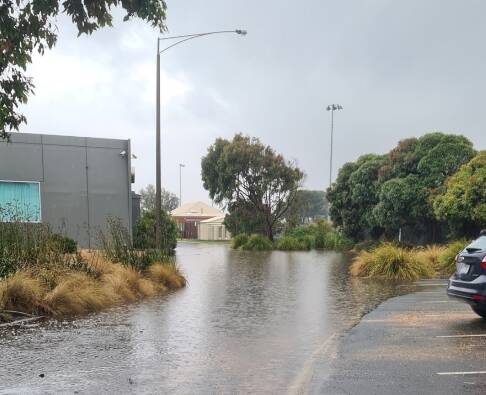 Problems: A recent image of flooding at the rear of the City Memorial function room.