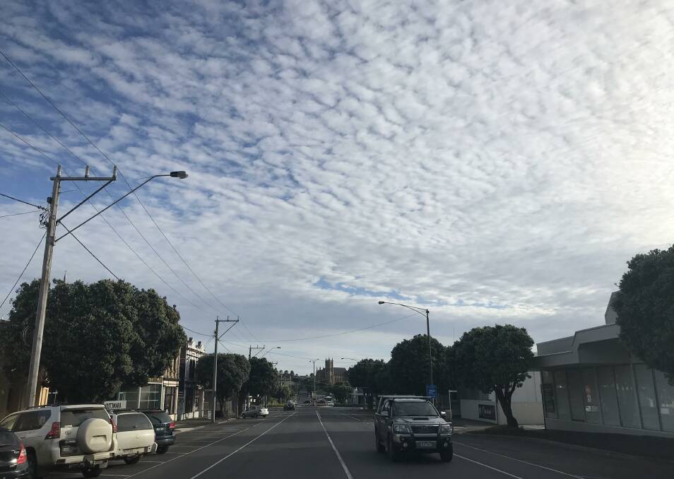 Hot ahead: Looking north down Warrnambool's Kepler Street at 7.50am. It is already about 18 degrees and we're expecting a top of 35.