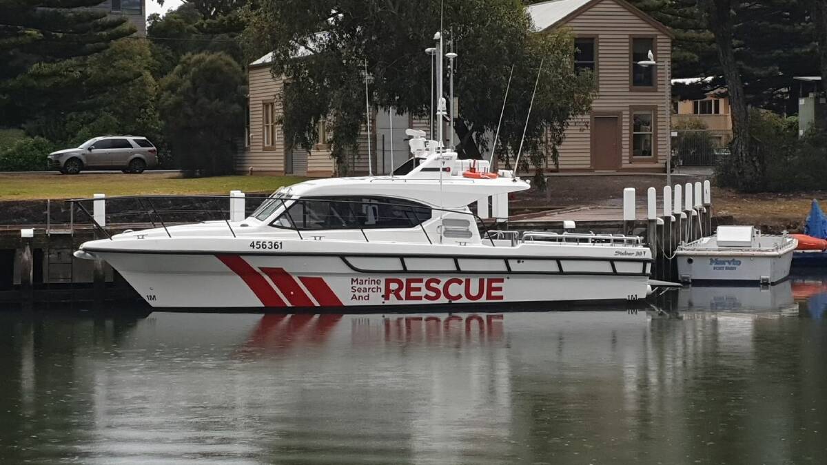 Grid search: The Port Fairy Marine Rescue Service is conducting a search for the sunk fishing boat.