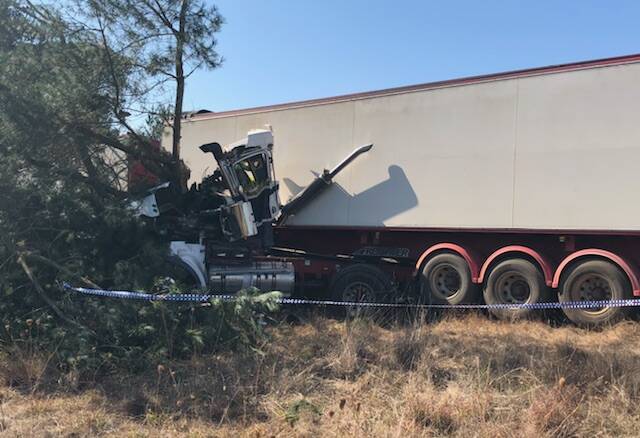 Fatal crash: The truck accident scene near Branxholme.
