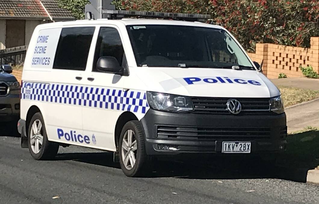 Forensic investigations: Warrnambool police crime scene officers were examining a home in Laverock Road on Sunday morning.
